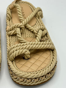 Chanel Beige Rope and Leather Dad Sandal