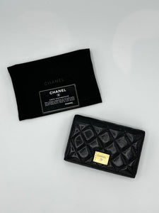 Chanel Black Leather Quilted Trifold Wallet