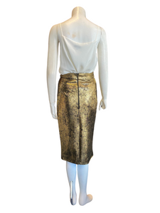 Raoul Leather Crackle Pencil Skirt |XS|US0|