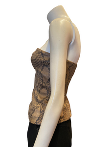 Plein Sud Leather Snakeskin Bustier Top, M, FR38, US6